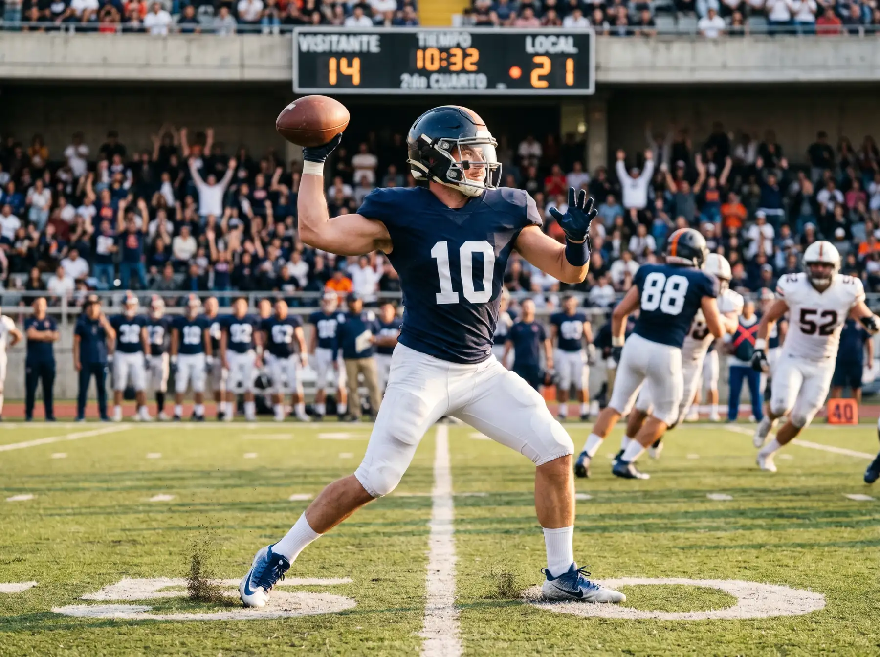 Analista revisando líneas de props de quarterback con estadísticas de yardas de pase y touchdowns