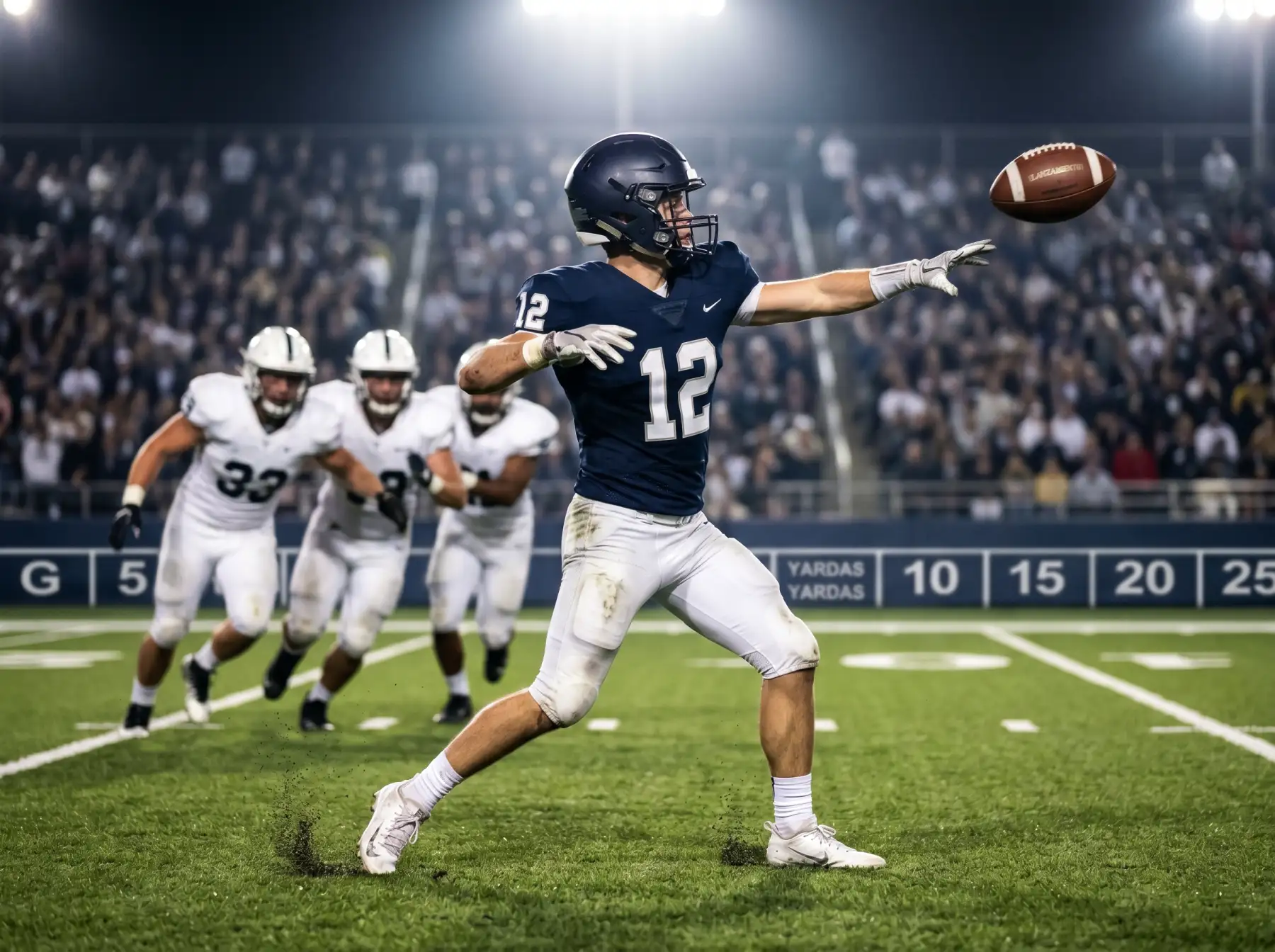 Quarterback de la NFL ejecuta un pase durante un partido