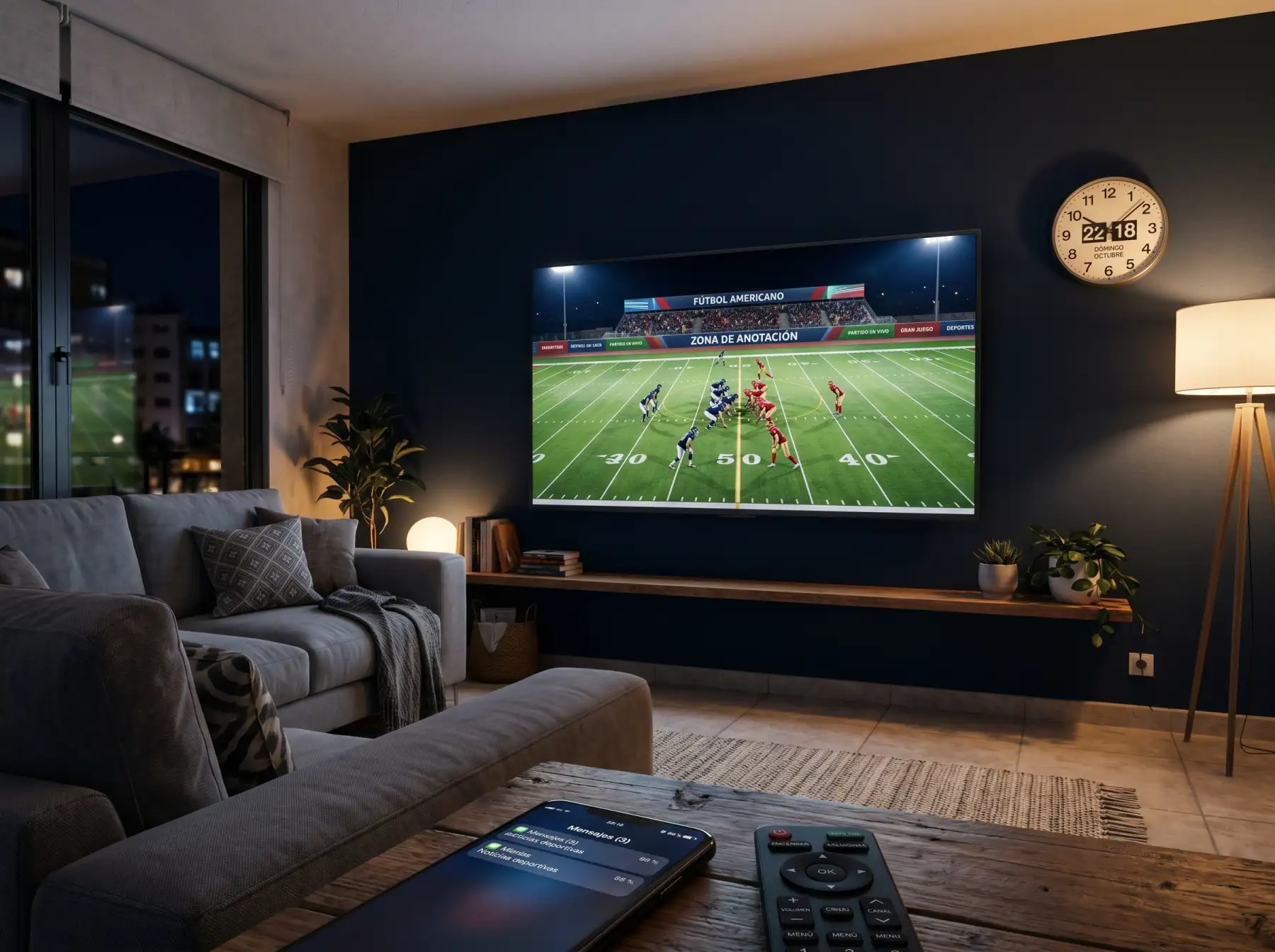 Pantalla con logos de DAZN, Movistar y NFL Game Pass mostrando opciones para ver fútbol americano en España